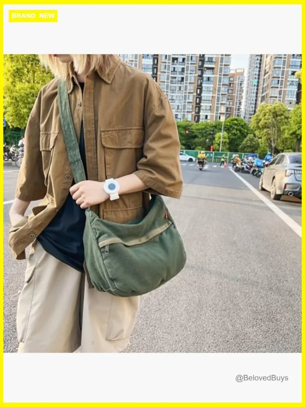 Cotton Canvas Tote Handbag Crossbody Hobo Shoulder Bag Zipper Closure